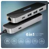 Axagon HMC-6GLN USB 5Gbps centrmezgls, 2x USB-A, USB-C, HDMI 4k/60Hz, RJ-45, PD 100W, USB-C kabelis