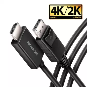 Axagon RVD-HI20C2 DisplayPort -> HDMI 2.0b kabelis 1.8m, 4K/60Hz
