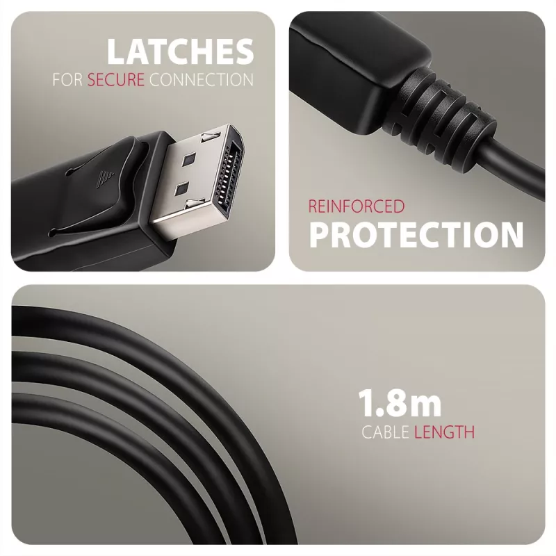 Axagon RVD-HI20C2 DisplayPort -> HDMI 2.0b kabelis 1.8m, 4K/60Hz