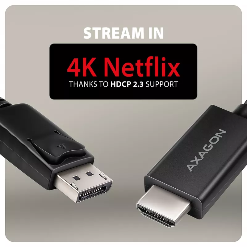 Axagon RVD-HI20C2 DisplayPort -> HDMI 2.0b kabelis 1.8m, 4K/60Hz