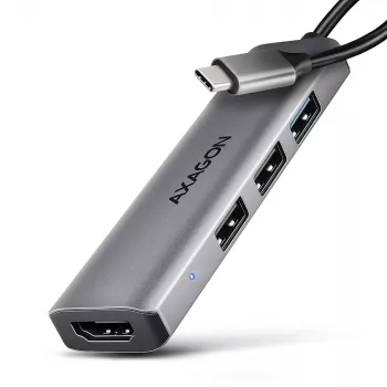 Axagon HMC-H3A USB 5Gbps centrmezgls, 3x USB-A, HDMI 4k/30Hz, 15 cm USB-C kabelis