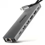 Axagon HMC-7HX2 USB 5Gbps centrālmezgls, 2x USB-A, USB-C, 2x HDMI 4k/60Hz, RJ-45, PD 100W
