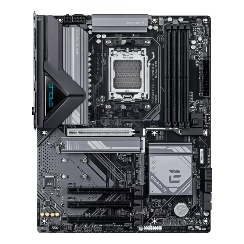 GIGABYTE B850 EAGLE WIFI6E mātesplate - AMD Ryzen 9000 sērijas CPU, 8+2+2 fāžu digitālais VRM, līdz 8200MHz DDR5 (OC), 1xPCIe 5.0 + 2xPCIe 4.0 M.2, GbE LAN, WIFI 6E, USB 3.2 Gen 2
