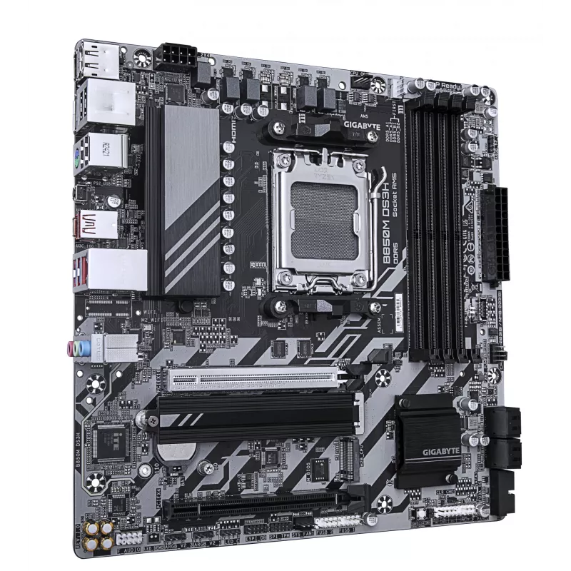 GIGABYTE B850M DS3H mātesplate - AMD Ryzen 9000 sērijas CPU, 16+2+2 fāžu digitālais VRM, līdz 8200MHz DDR5 (OC), 1xPCIe 5.0 + 1xPCIe 4.0 M.2, 2.5 LAN, USB 3.2 Gen 2