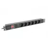 PDU Lanberg PDU-06F-0200-BK 6 maiņstrāvas rozetes 1U melns