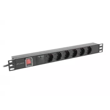 PDU Lanberg PDU-06F-0200-BK 6 maiņstrāvas rozetes 1U melns