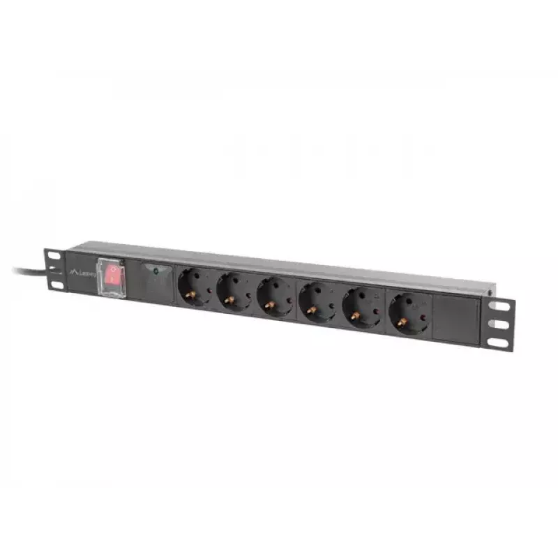 PDU Lanberg PDU-06F-0200-BK 6 maiņstrāvas rozetes 1U melns