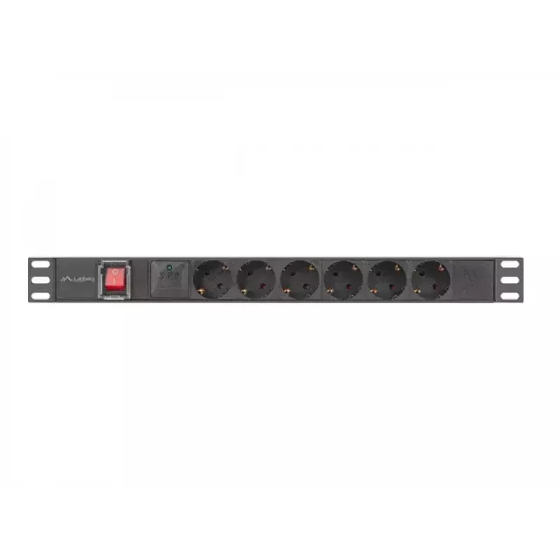 PDU Lanberg PDU-06F-0200-BK 6 maiņstrāvas rozetes 1U melns