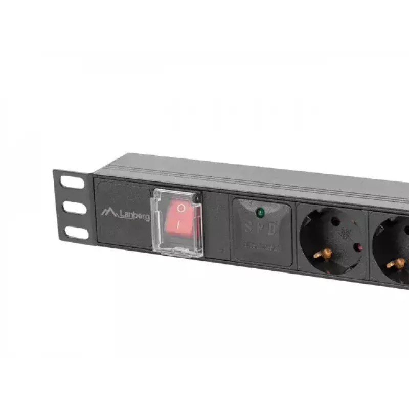 PDU Lanberg PDU-06F-0200-BK 6 maiņstrāvas rozetes 1U melns
