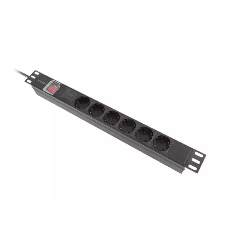 PDU Lanberg PDU-06F-0200-BK 6 maiņstrāvas rozetes 1U melns