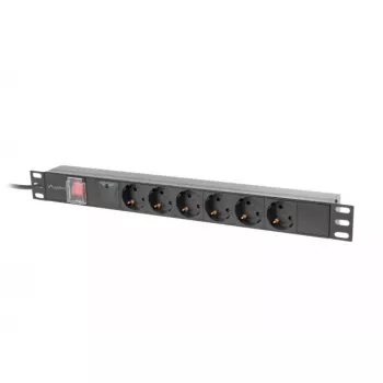 PDU Lanberg PDU-06F-0200-BK 6 maiņstrāvas rozetes 1U melns