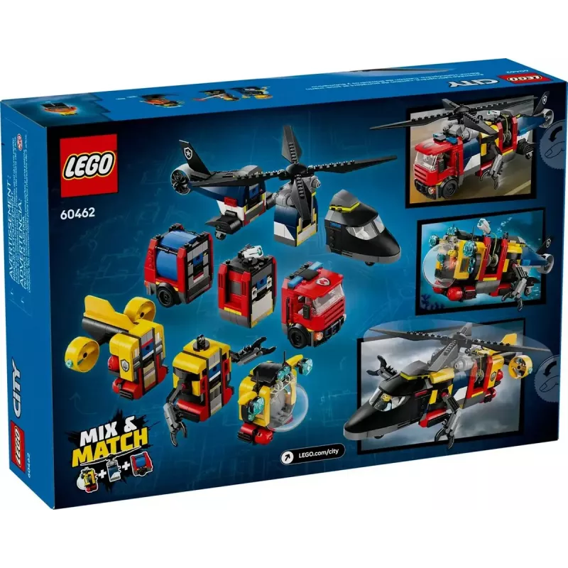 Konstruktors LEGO City kombināciju komplekts 60462 — helikopters un ugunsdzēsēju mašīna, 874 detaļas, 3 minifigūras, vecumam 7+