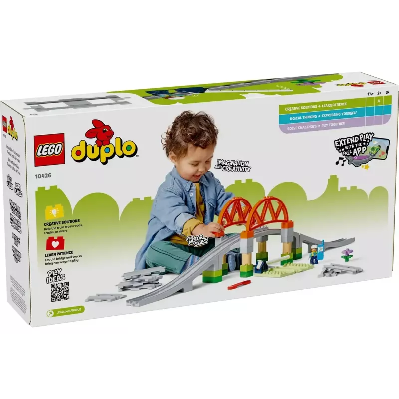 LEGO DUPLO Dzelzceļa tilta un sliežu paplašināšanas komplekts 10426 – DUPLO dzelzceļa tilts un līkumotas sliedes maziem bērniem