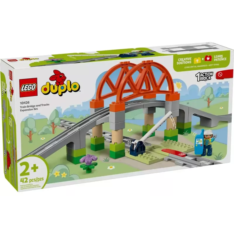 LEGO DUPLO Dzelzceļa tilta un sliežu paplašināšanas komplekts 10426 – DUPLO dzelzceļa tilts un līkumotas sliedes maziem bērniem