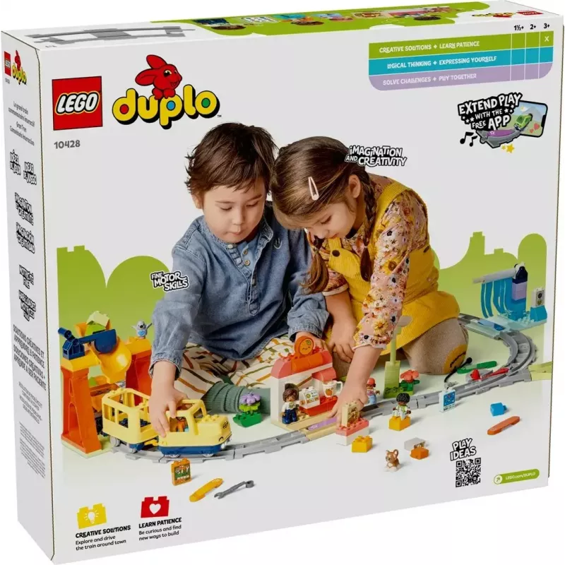 Rotaļu vilciena komplekts LEGO DUPLO 10428 Lielais Interaktīvais Kopienas Vilciens — liels interaktīvs vilciens maziem bērniem