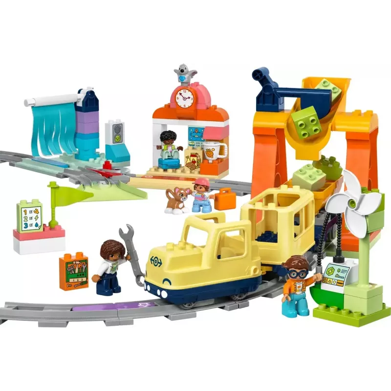 Rotaļu vilciena komplekts LEGO DUPLO 10428 Lielais Interaktīvais Kopienas Vilciens — liels interaktīvs vilciens maziem bērniem