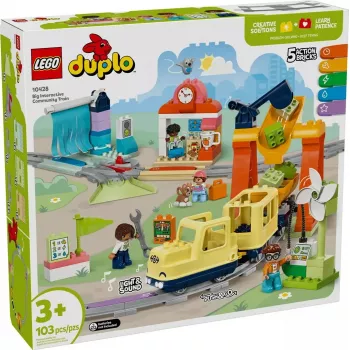 Rotaļu vilciena komplekts LEGO DUPLO 10428 Lielais Interaktīvais Kopienas Vilciens — liels interaktīvs vilciens maziem bērniem