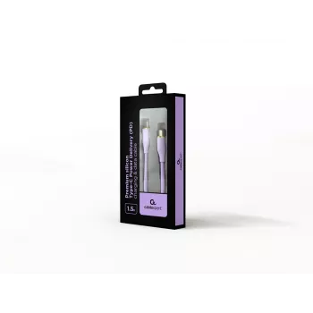 GEMBIRD USB Type-C strāvas padeves (PD) 60 W uzlādes un datu silikona kabelis, 1,5 m violets