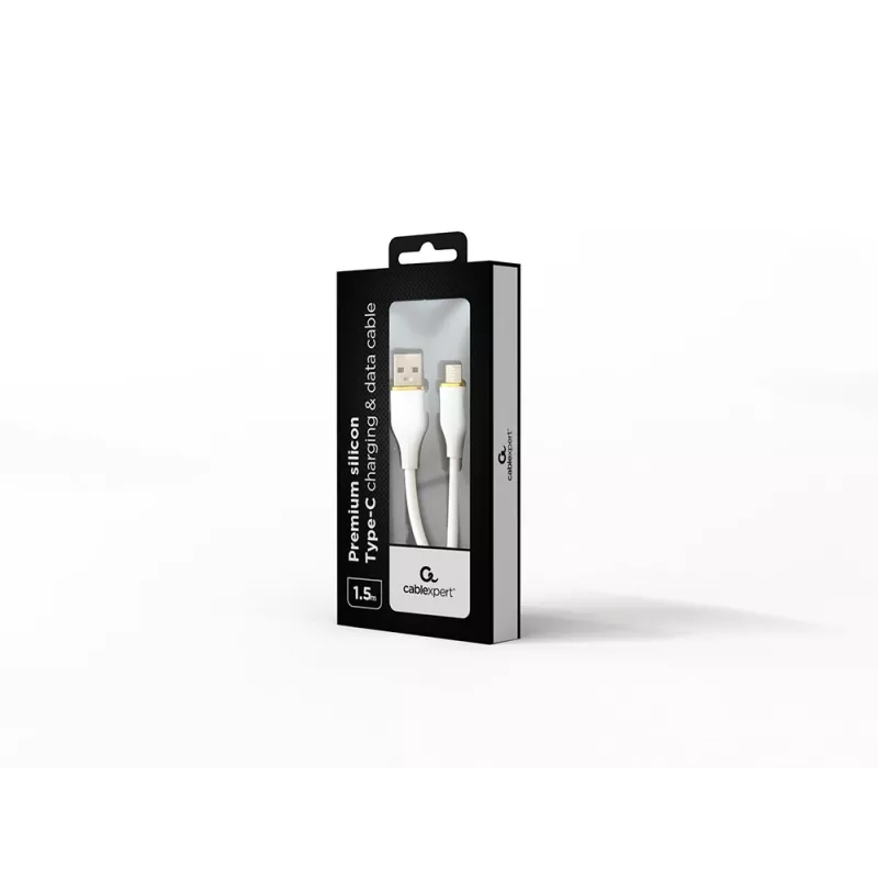 GEMBIRD Premium Silicon Type-C USB uzlādes un datu kabelis, 1,5 m - balts