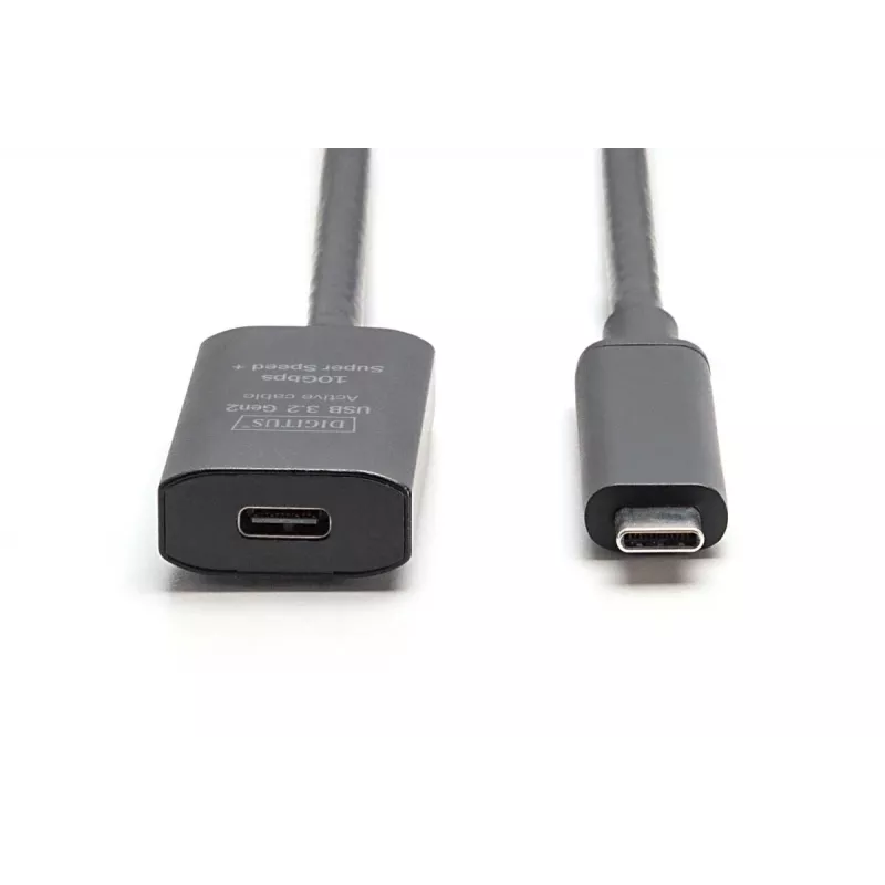 DIGITUS Active USB-C Extension kabelis - 10G USB 3.2 Gen2 USB-C - USB-C (M/F) - 5m