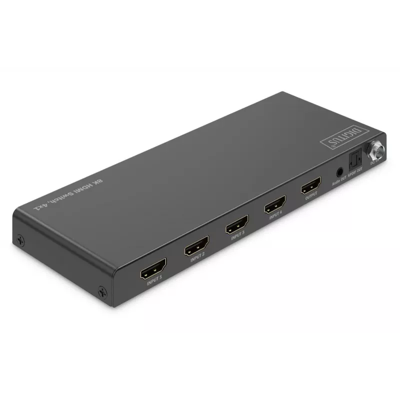 DIGITUS 4x1 HDMI pārslēgs - 8K/60Hz (4:4:4), Toslink, Stereo, EDID vadība