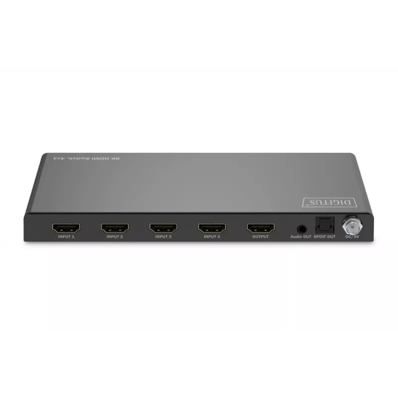 DIGITUS 4x1 HDMI pārslēgs - 8K/60Hz (4:4:4), Toslink, Stereo, EDID vadība