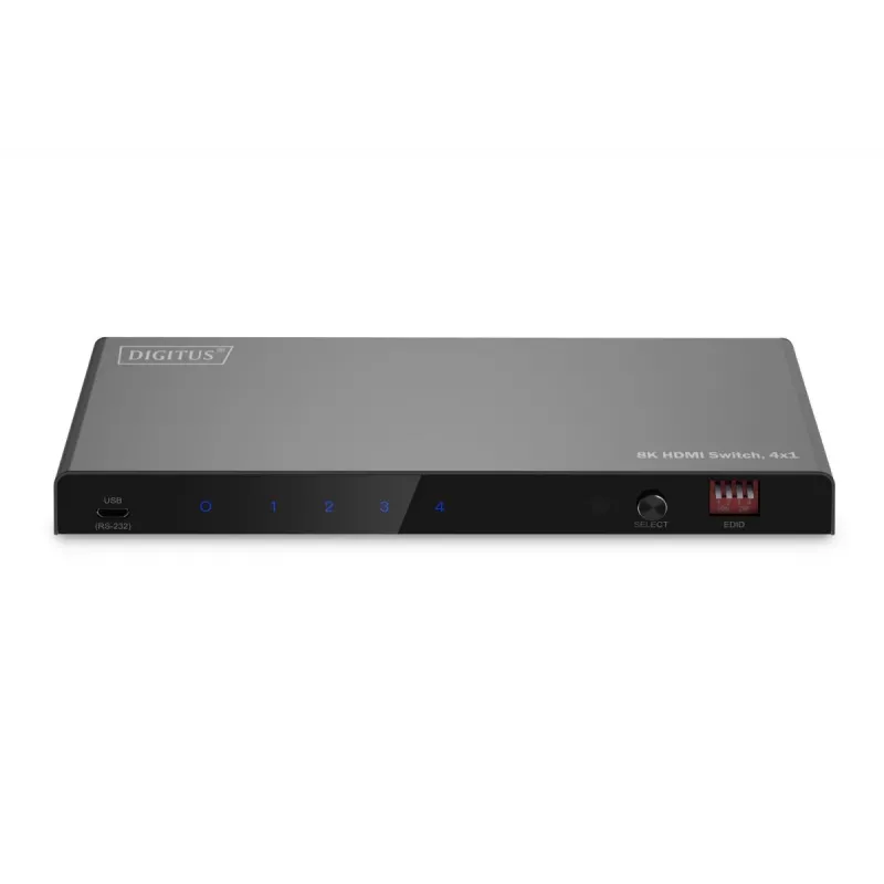DIGITUS 4x1 HDMI pārslēgs - 8K/60Hz (4:4:4), Toslink, Stereo, EDID vadība