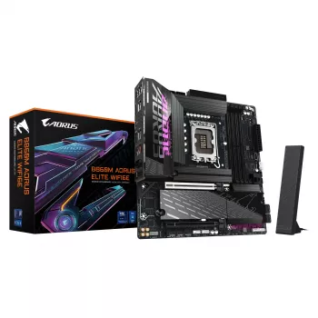 Mātesplate GIGABYTE B860M AORUS ELITE WIFI6E — Intel Core Ultra sērijas CPU, 12+1+2+1 fāžu VRM, līdz 9200MHz DDR5, 1xPCIe 5.0 + 2xPCIe 4.0 M.2, 2.5GbE LAN, WIFI 6E, Thunderbolt