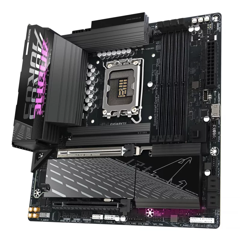 Mātesplate GIGABYTE B860M AORUS ELITE WIFI6E — Intel Core Ultra sērijas CPU, 12+1+2+1 fāžu VRM, līdz 9200MHz DDR5, 1xPCIe 5.0 + 2xPCIe 4.0 M.2, 2.5GbE LAN, WIFI 6E, Thunderbolt