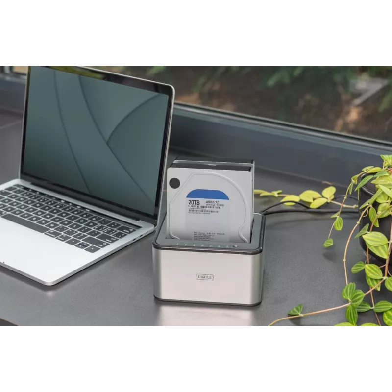 DIGITUS SATA dokstacija USB 3.0 – 2 pieslēgvietas 2,5 collu/3,5 collu SSD/HDD klonēšanas funkcija