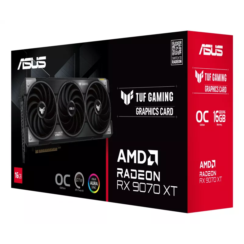 Grafikas karte ASUS Radeon RX 9070 XT, 16 GB GDDR6, PCIe 5.0, 256-bit, 3060 MHz boost