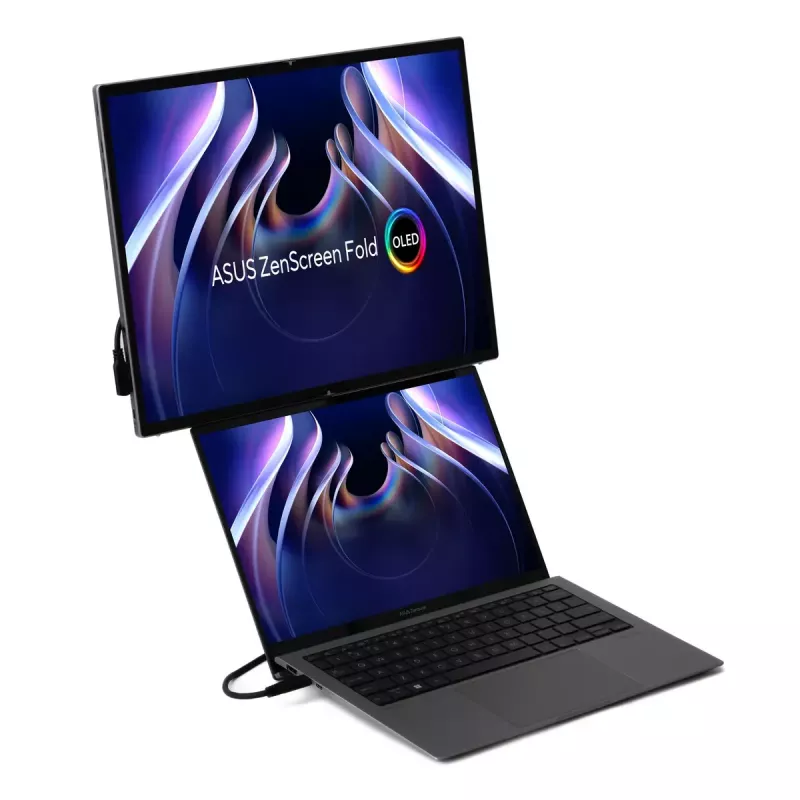 ASUS ZenScreen Fold OLED MQ17QH datora monitors 43,9 cm (17,3 collas) 2560 x 1920 pikseļi Quad HD Sudraba
