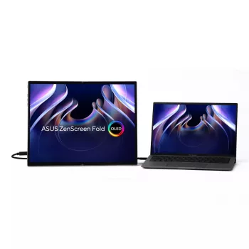 ASUS ZenScreen Fold OLED MQ17QH datora monitors 43,9 cm (17,3 collas) 2560 x 1920 pikseļi Quad HD Sudraba