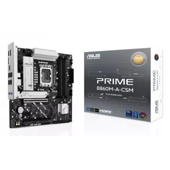 Mātesplate ASUS PRIME B860M-A-CSM — Intel B860, LGA 1851, micro ATX, DDR5, 4 DIMM, 256 GB, 2.5 Gb Ethernet, 4x SATA III, M.2, 1x PCIe x16