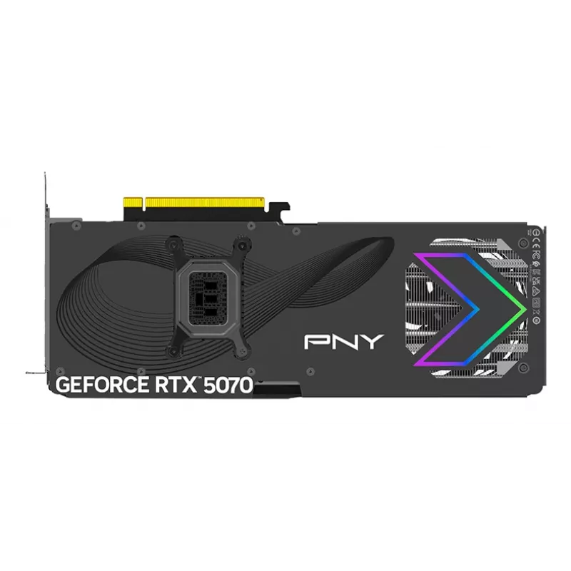 PNY GeForce RTX 5070 12 GB ARGB pārspīlēta trīs ventilatoru - 12 GB GDDR7 - DisplayPort 2.1b / HDMI 2.1b