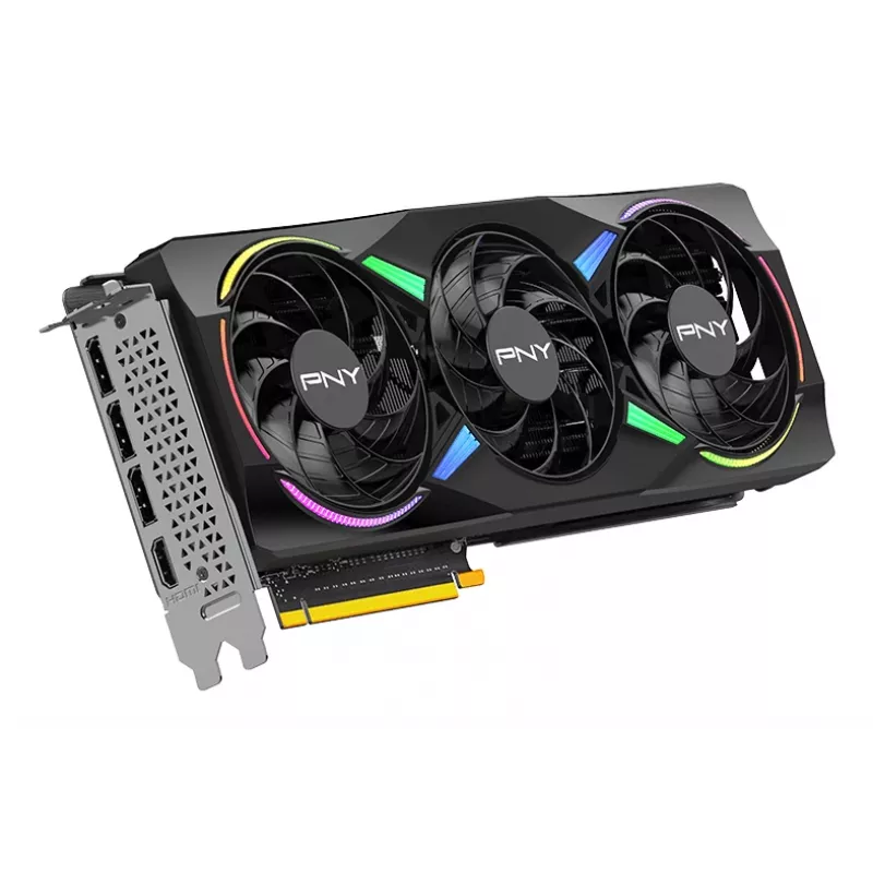 PNY GeForce RTX 5070 12 GB ARGB pārspīlēta trīs ventilatoru - 12 GB GDDR7 - DisplayPort 2.1b / HDMI 2.1b