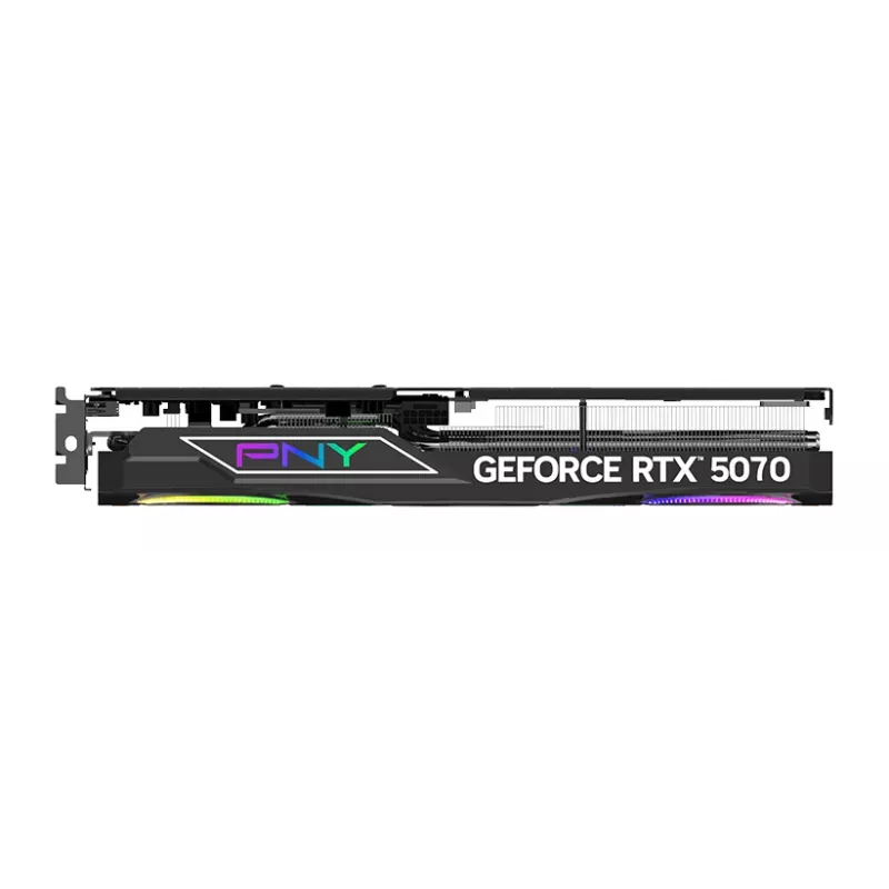 PNY GeForce RTX 5070 12 GB ARGB pārspīlēta trīs ventilatoru - 12 GB GDDR7 - DisplayPort 2.1b / HDMI 2.1b