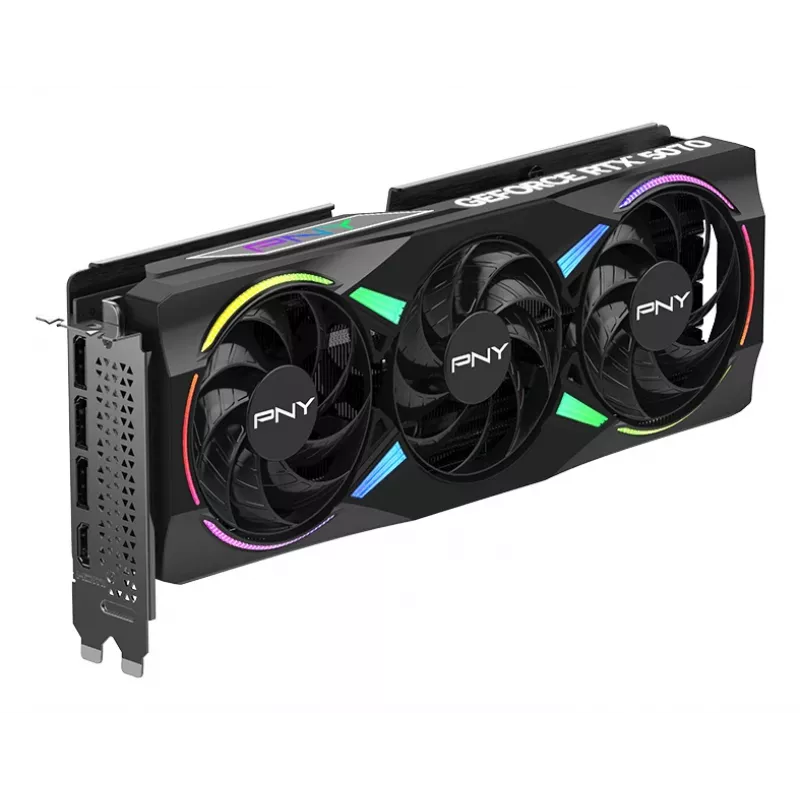PNY GeForce RTX 5070 12 GB ARGB pārspīlēta trīs ventilatoru - 12 GB GDDR7 - DisplayPort 2.1b / HDMI 2.1b