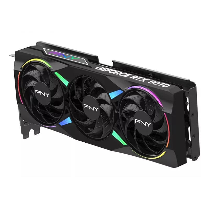 PNY GeForce RTX 5070 12 GB ARGB pārspīlēta trīs ventilatoru - 12 GB GDDR7 - DisplayPort 2.1b / HDMI 2.1b