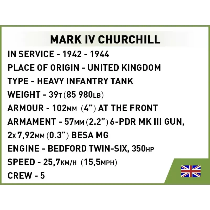 Cobi Blocks Mark IV Churchill būvkomplekts, 668 detaļas (COBI-3128)
