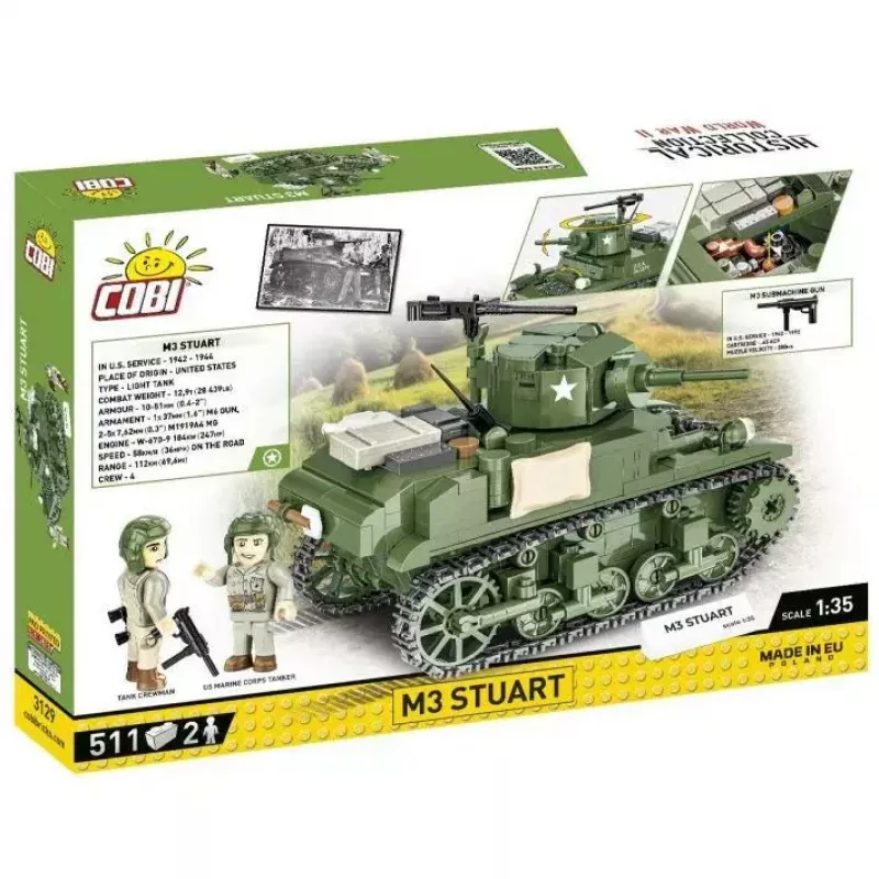 Būvbloku komplekts Cobi Blocks M3 Stuart, 511 gabali, saderīgs ar citiem zīmoliem