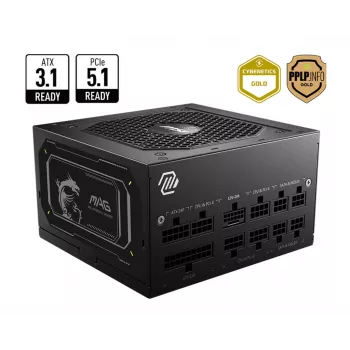 MSI MAG A850GL PCIE5 II barošanas bloks 850 W 20+4 kontaktu ATX ATX Melns