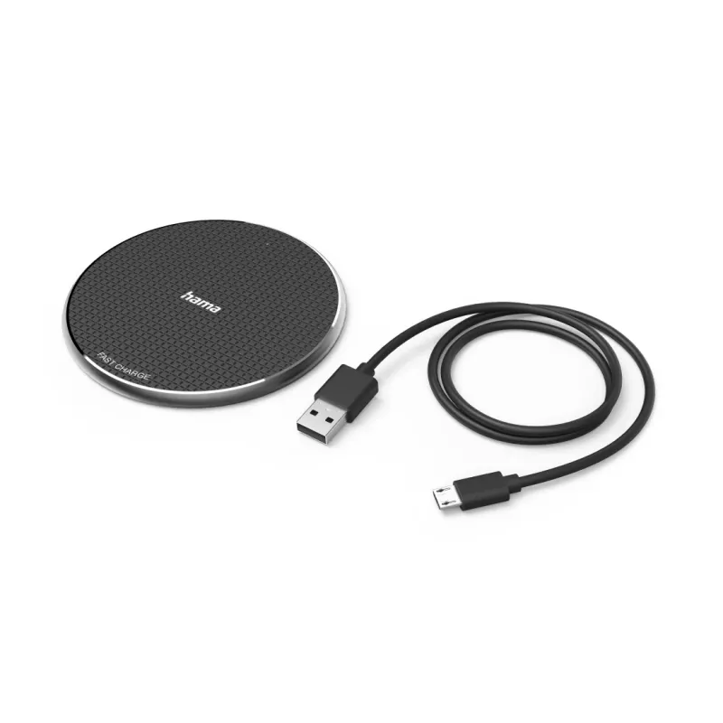 Hama QI-FC10 viedtālruņa melns USB bezvadu lādētājs ātrai uzlādei iekštelpām