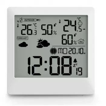 Hama 00222238 Digitālā meteoroloģiskā stacija, balta, LED, iekštelpu/āra termometrs, higrometrs