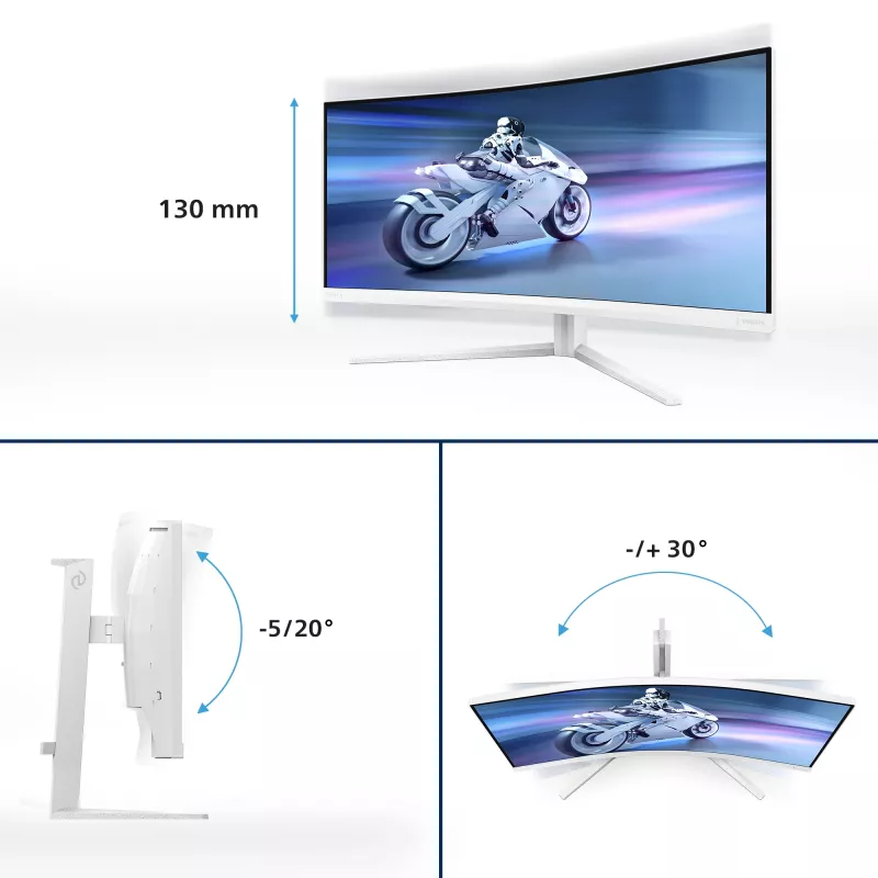 Philips Evnia 5000 34M2C5501A/00 datora monitors 86,4 cm (34 colli) 3440 x 1440 pikseļi Wide Quad HD LCD Balts