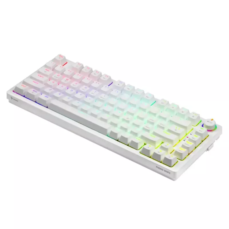 Spēļu tastatūra Savio Phenix balta GAT dzeltena USB Bluetooth QWERTY