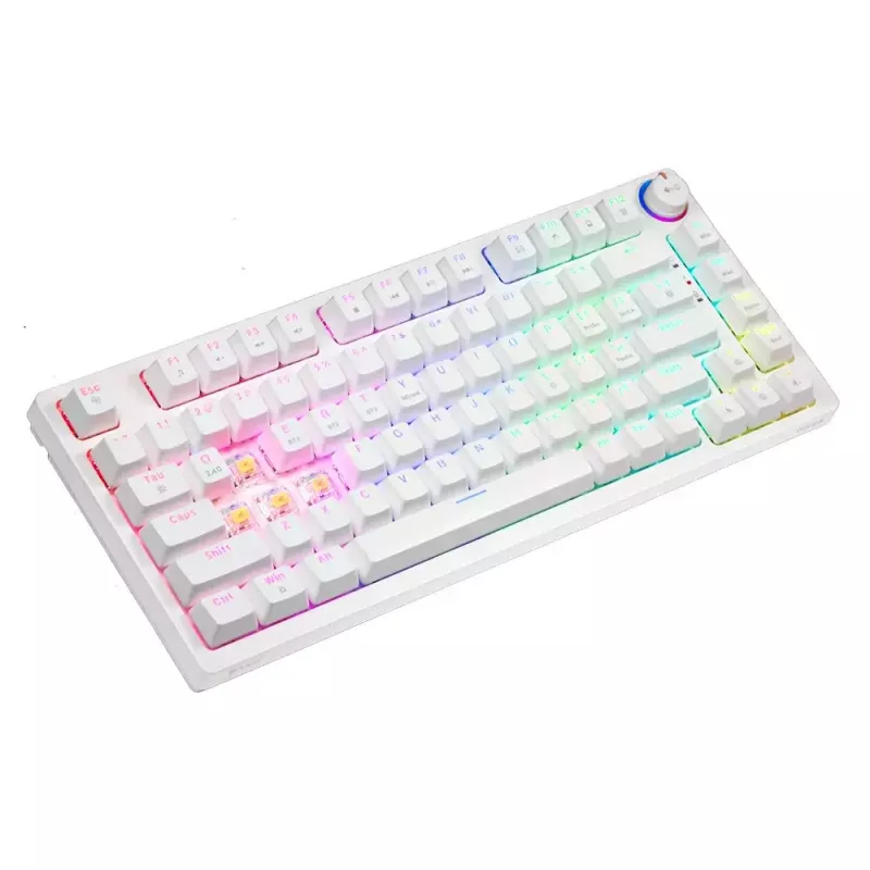 Spēļu tastatūra Savio Phenix balta GAT dzeltena USB Bluetooth QWERTY