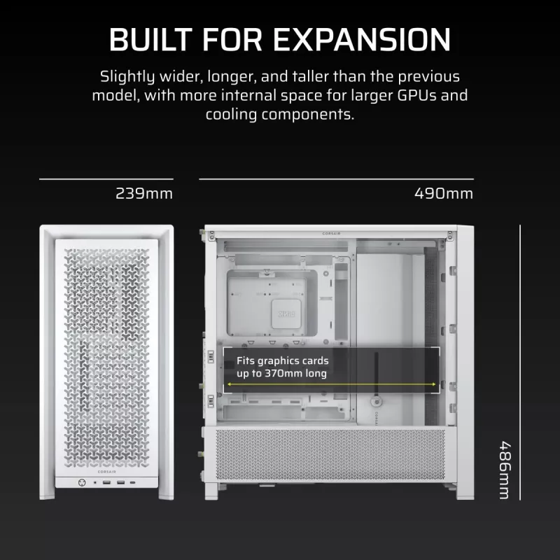 CORSAIR Mid-tower - Geh Midi Frame 4000d balts