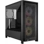 PC korpuss CORSAIR FRAME 4000D RS ARGB Midi Tower Melns — ATX/Micro-ATX/Mini-ITX, rūdīts stikls, ARGB ventilatori, GPU līdz 370 mm