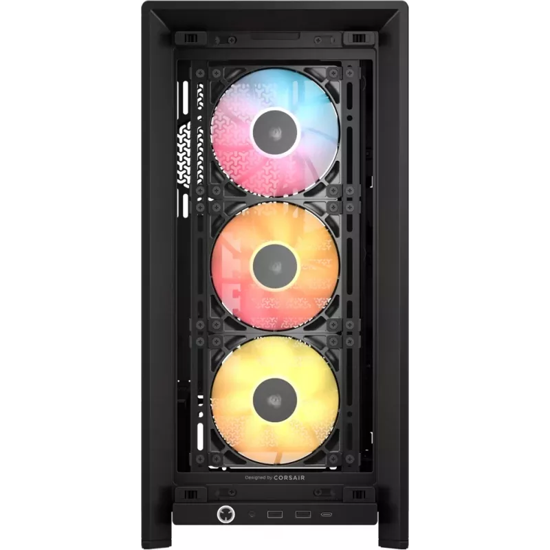 PC korpuss CORSAIR FRAME 4000D RS ARGB Midi Tower Melns — ATX/Micro-ATX/Mini-ITX, rūdīts stikls, ARGB ventilatori, GPU līdz 370 mm